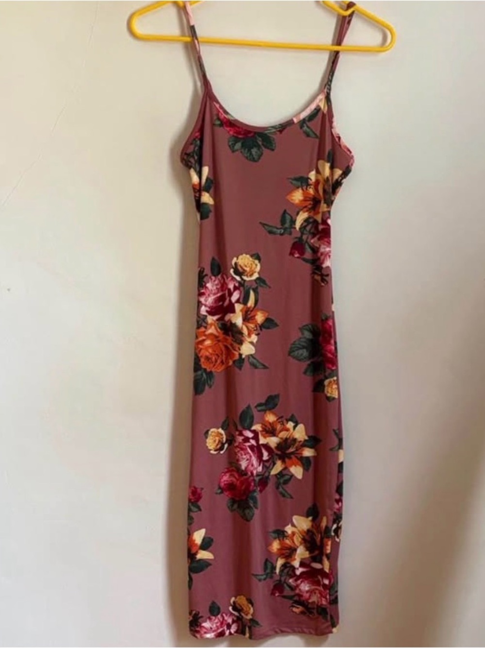 Floral Slip Midi Dress in Mauve Pink